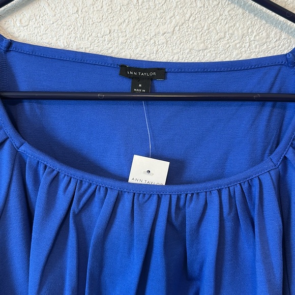 💙 NWT!! Ann Taylor Embroidered Trum Balloon Sleeve Square Neck Blouse! Size M - Picture 5 of 16